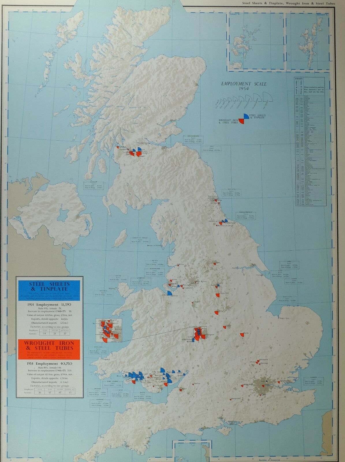 Vintage Large Map Of Britain Steel Sheets & Tinplate Wrought Iron Steel Tubes