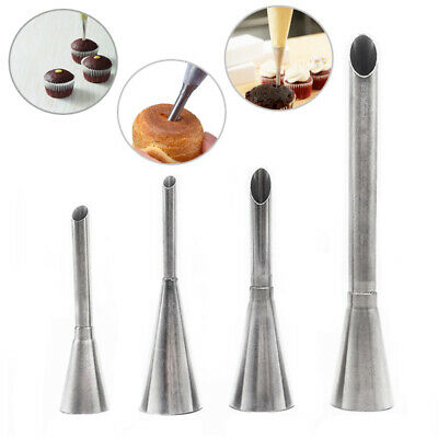 4pcs Cream Icing Piping Nozzles Eclair Puff Nozzles Cupcake Stainless Steel