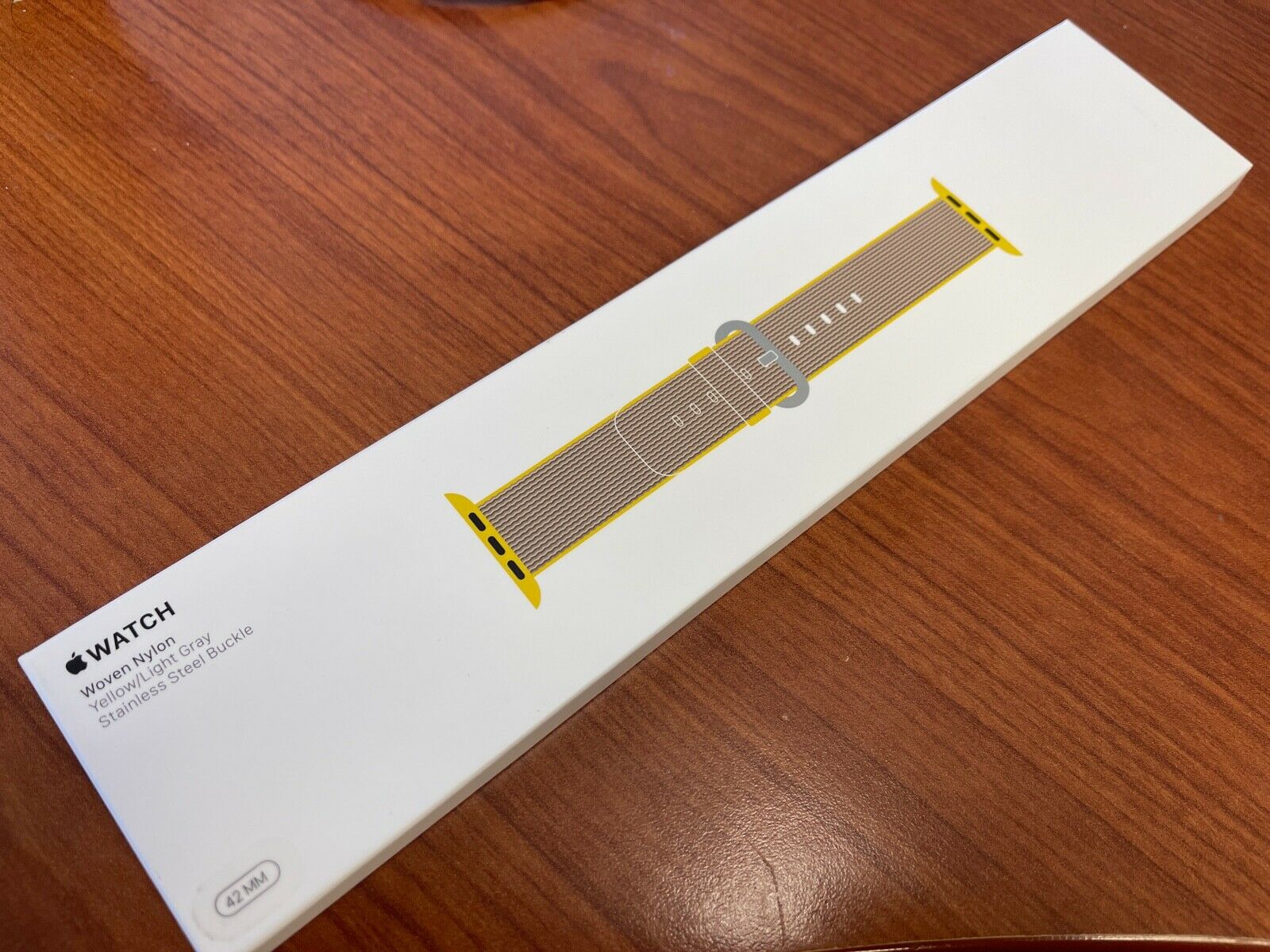 Genuine Apple Watch Woven Nylon Band 42mm 44mm Yellow/light Gray Mnkj2am/arare!