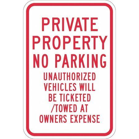 Lyle T1-1169-dg_12x18 Private Property No Parking Sign, 12" W, 18" H, English,