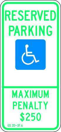 Lyle Hc-nc01-12ha Handicap Parking Sign, 12" W, 26" H, English, Aluminum, Blue,