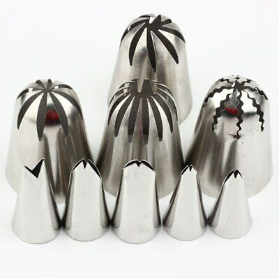 11pcs Large Rose Cream Cake Russian Nozzles Leaves Stainless Steel Icing Piping