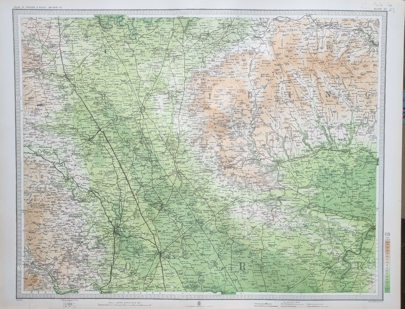 1903 Antique Map England Northallerton Richmond Helmsley Boroughbridge Ripon