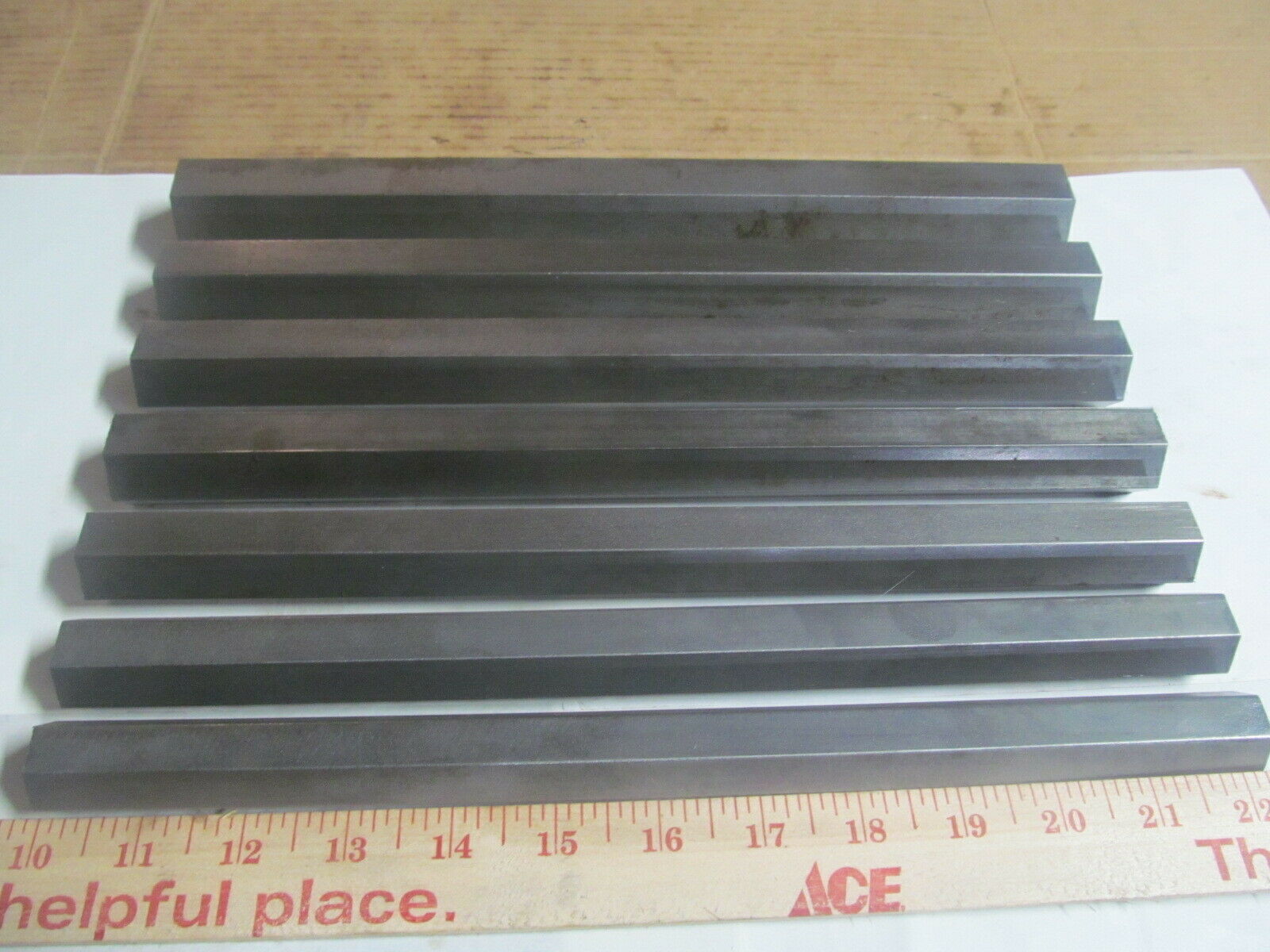 (7) Assorted Sizes Of Hex Steel 12l14  Bar Stock 12" Long.