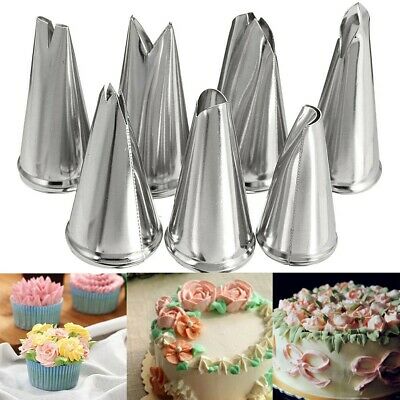 7pcs Russian Leaf Flower Icing Piping Nozzles Tips Cake Decorating Baking Tools