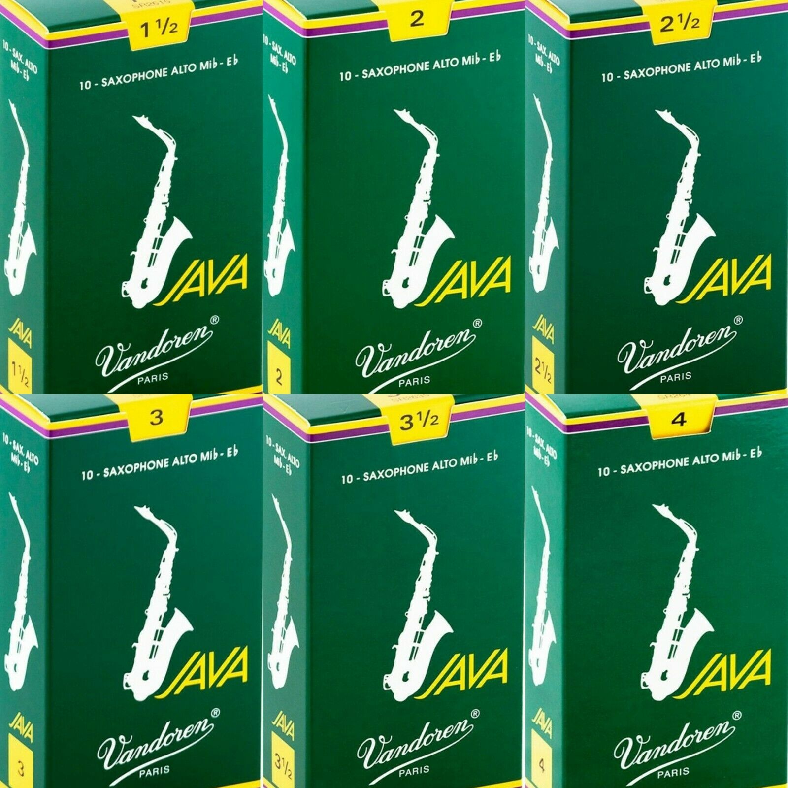 Vandoren Java Green Alto Saxophone Reeds -10 Per Box
