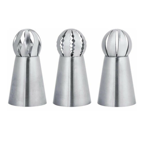 3pcs Stainless Steel Russian Ball Torch Nozzles Icing Piping Nozzles Tips Sup