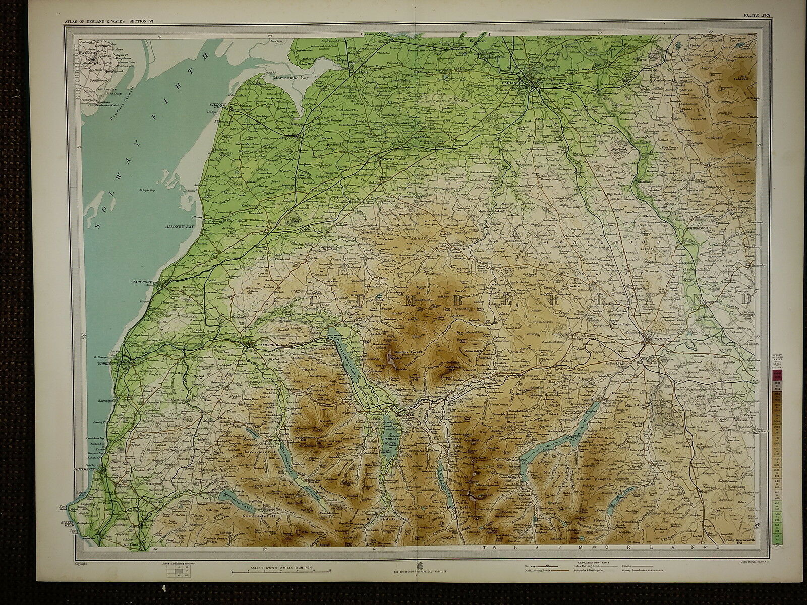 1903 Map ~ Carlisle Keswick Cumberland Cockermouth Silloth & Villages