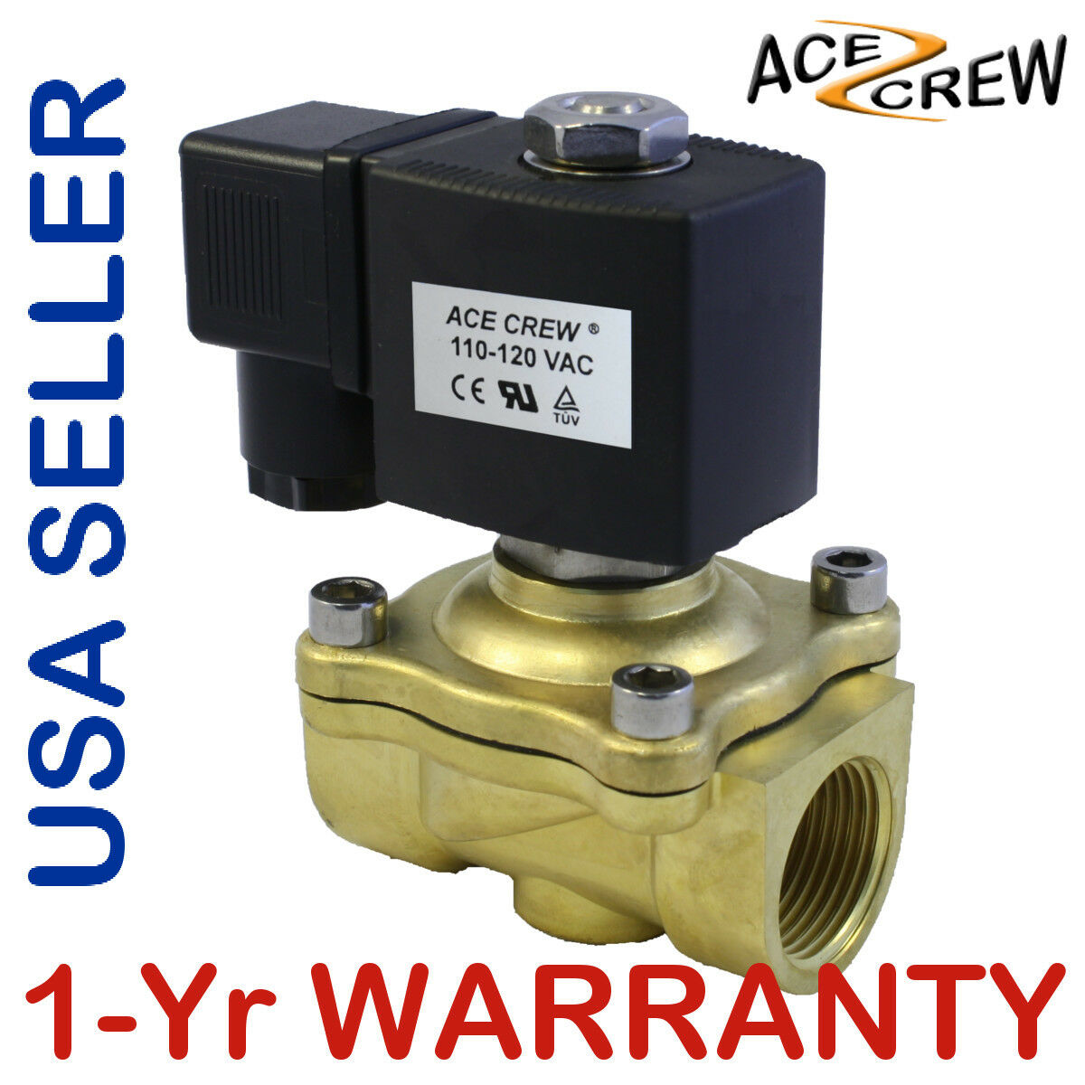 3/4 Inch 110v-120v Ac Brass Electric Solenoid Valve Npt Gas Water Air N/c