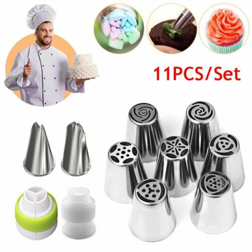 11pcs Russian Icing Piping Nozzles Pastry Tip Flower Cake Decorating Baking Tool